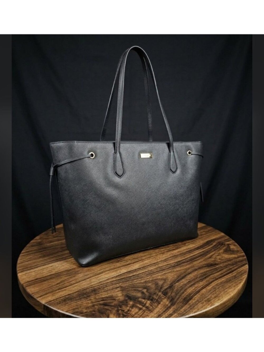 Kate Spade New York Black Saffiano Cowhide Leather Ari Laurel Tote Shoulder Bag